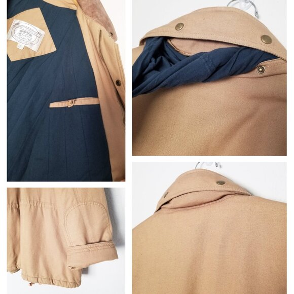 John Ashford Barn Jacket Chore Coat XL Leather Collar Utility Drawstrings Warm - Picture 12 of 16